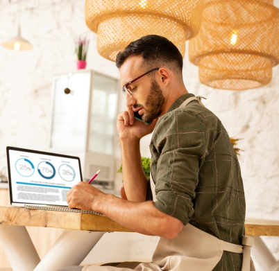 Entrepreneur speaking with delivery service worker